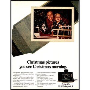 1970 Polaroid Colorpack II Instant Camera Vintage Print Ad Father Son Christmas
